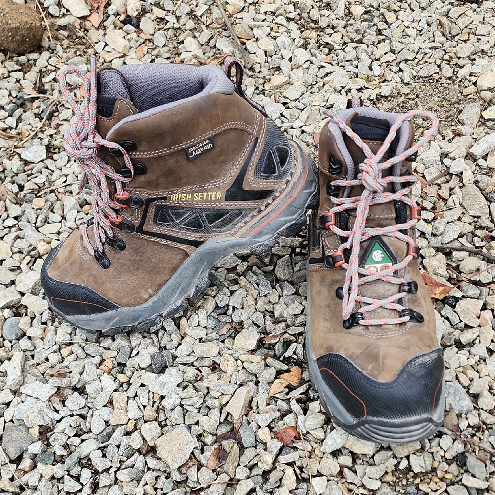 Irish Setter Brown Waterproof Leather Work Boots with Diamond Treads Size 6
